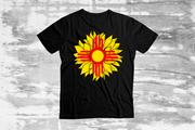New Mexico Zia Symbol in a Sunflower Black Tee